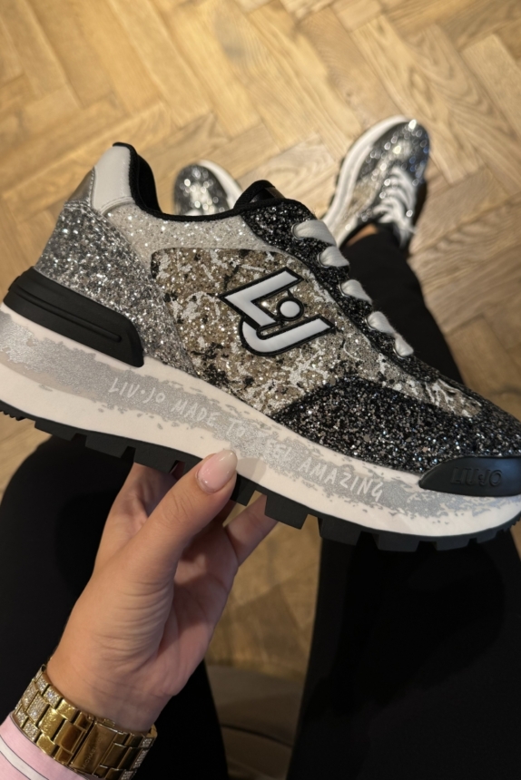 LIU JO AMAZING 26 SNEAKERS GLITTER BLACK SILVER