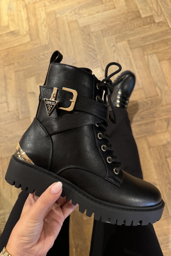 GUESS BOOTS BLACK LOGO GOLD