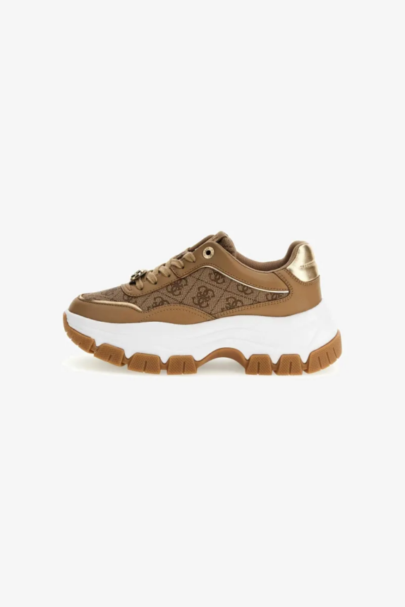 Guess BERRETT – Sneakers Print Logo Taupe / brown