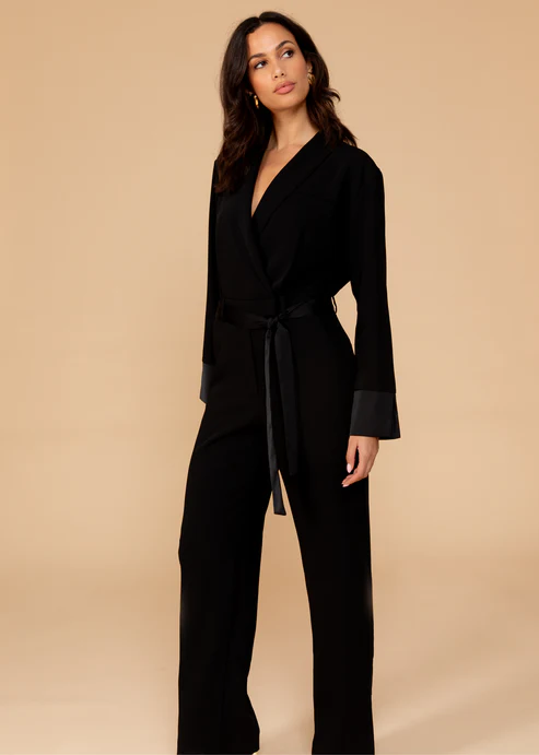 FREEBIRD YAEL SHAWL BLACK JUMPSUIT