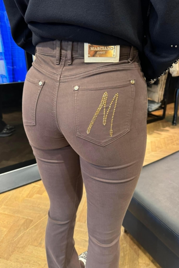 GUESS BY MARCIANO BROEK BRUIN GOUD LOGO