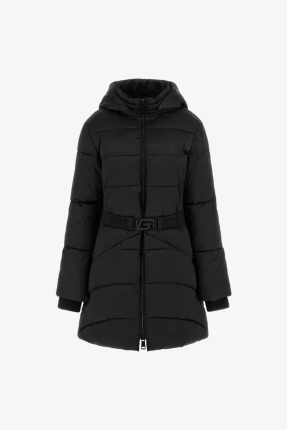 GUESS SELINE LOGO MID PUFFER BLACK JACKET