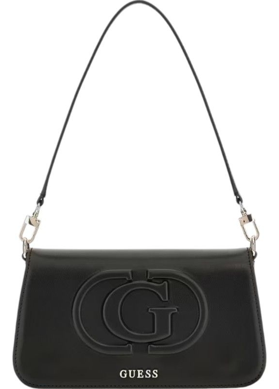 GUESS MIETTA FLAP SHOULDER BAG BLACK