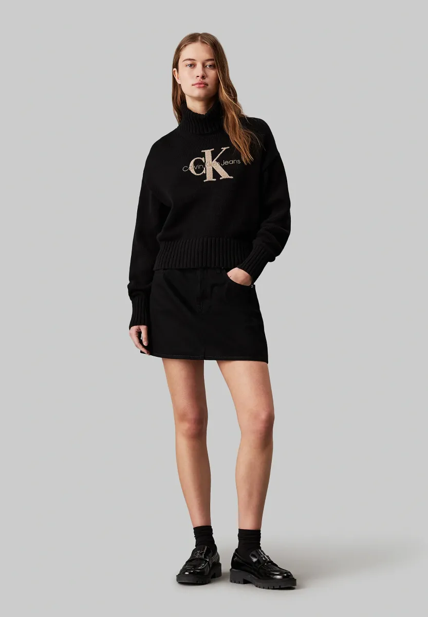 CALVIN KLEIN JEANS CHENILLE MONOLOGO SWEATER BLACK