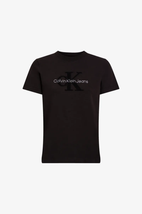 CALVIN KLEIN CHENILLE MONOLOGO T-SHIRT BLACK