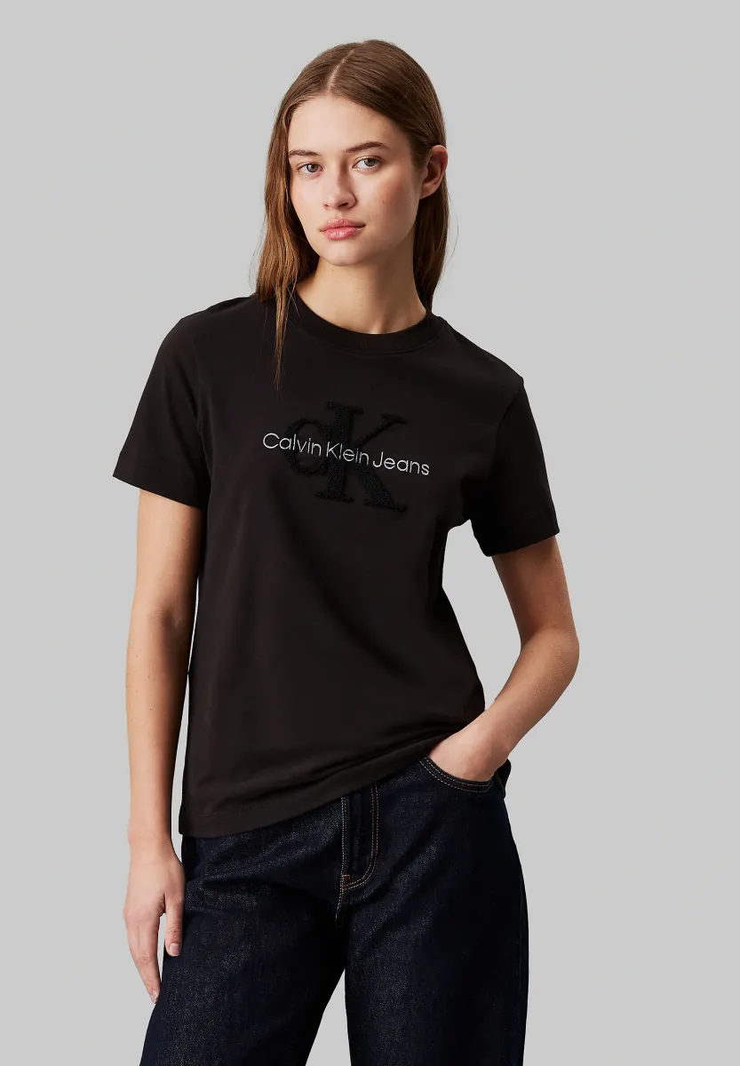 CALVIN KLEIN CHENILLE MONOLOGO T-SHIRT BLACK