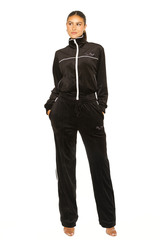 LA SISTERS VELOUR LOS ANGELES TRACKSUIT BLACK