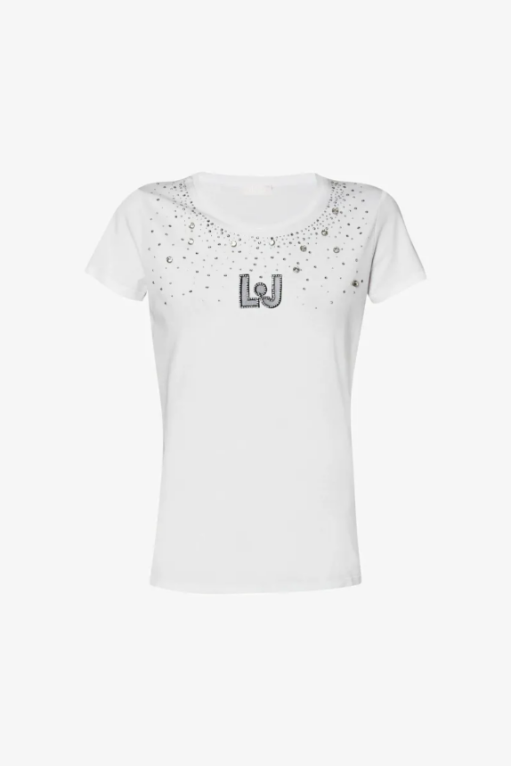 LIUJO WITH Parels – T-shirt print wit