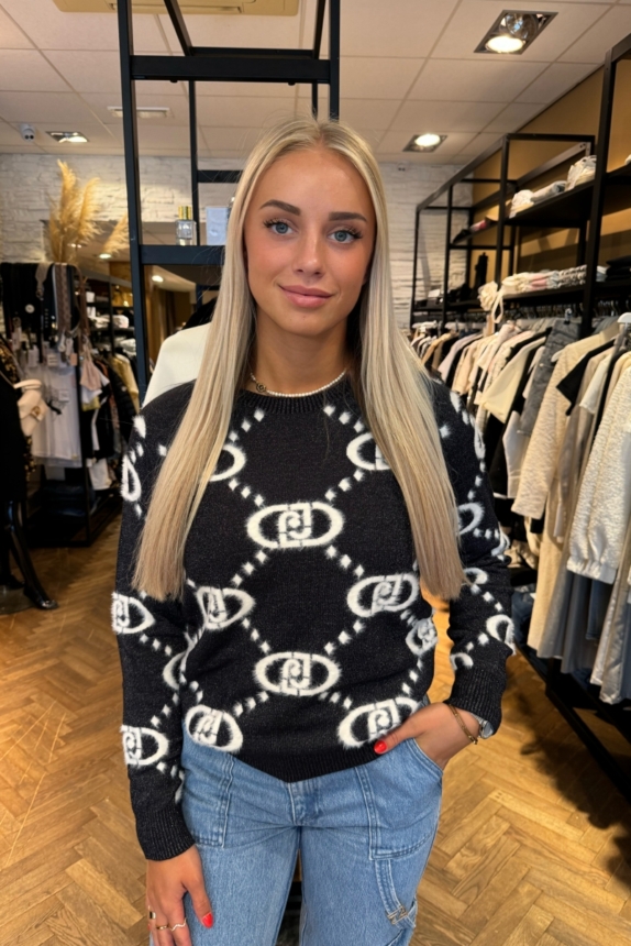 LIU JO TRUI ZWART PULL OVER LOGOS