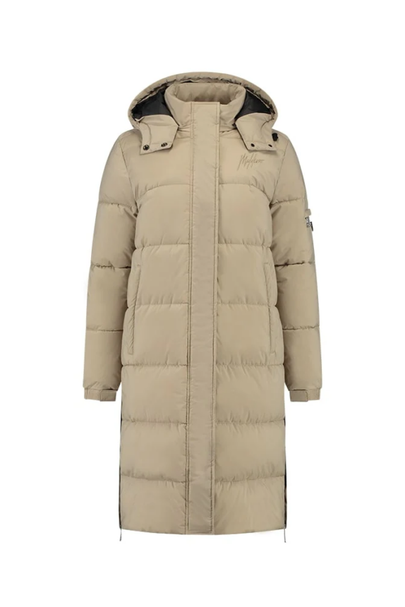 MALELIONS WOMEN SIGNATURE MATT LONG PUFFER JACKET TAUPE