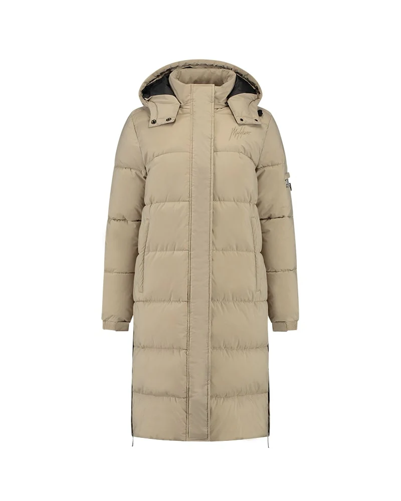 MALELIONS WOMEN SIGNATURE MATT LONG PUFFER JACKET TAUPE