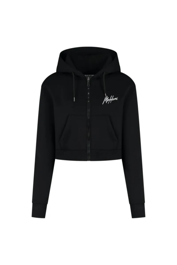 Malelions Women Cropped Zip Hoodie | Black