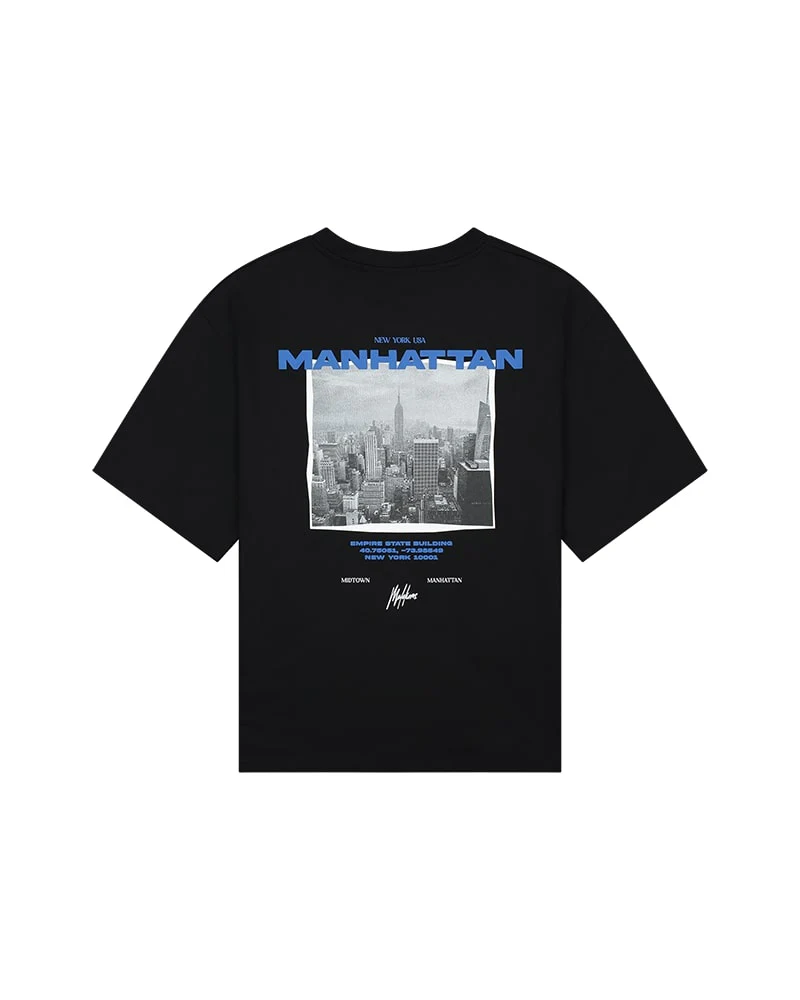 Malelions Women Oversized Manhattan T-Shirt | Black/Cobalt