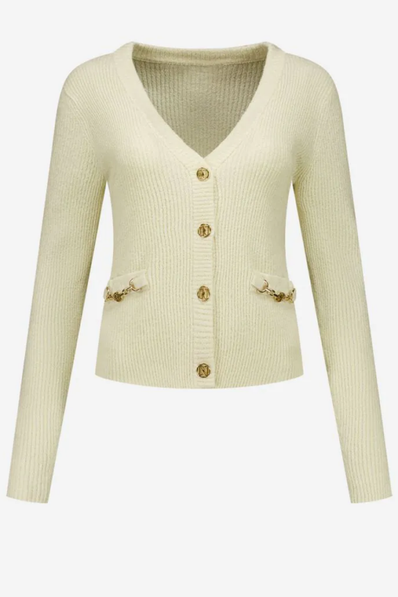 NIKKIE ELIDA BOUCLE CARDIGAN VANILA