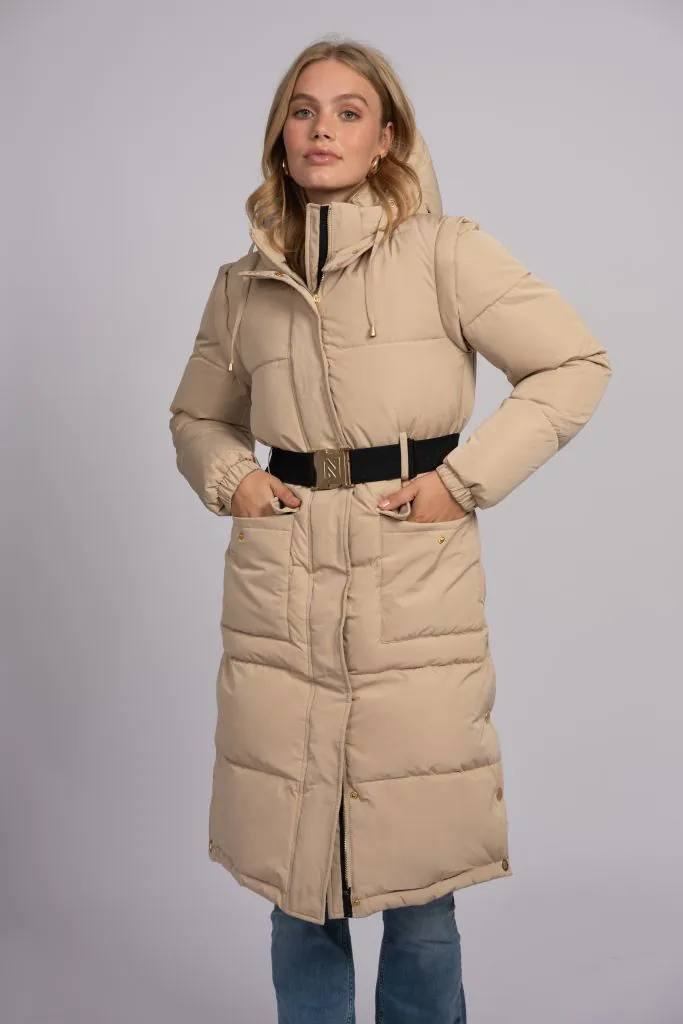 NIKKIE ERDA LONG PUFFER HUMMUS JACKET