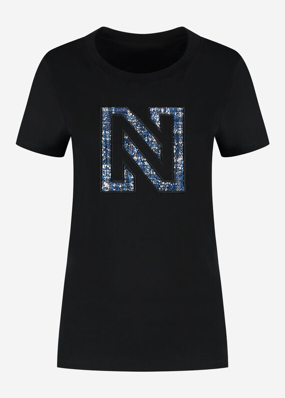 Nikkie N tweed T shirt black