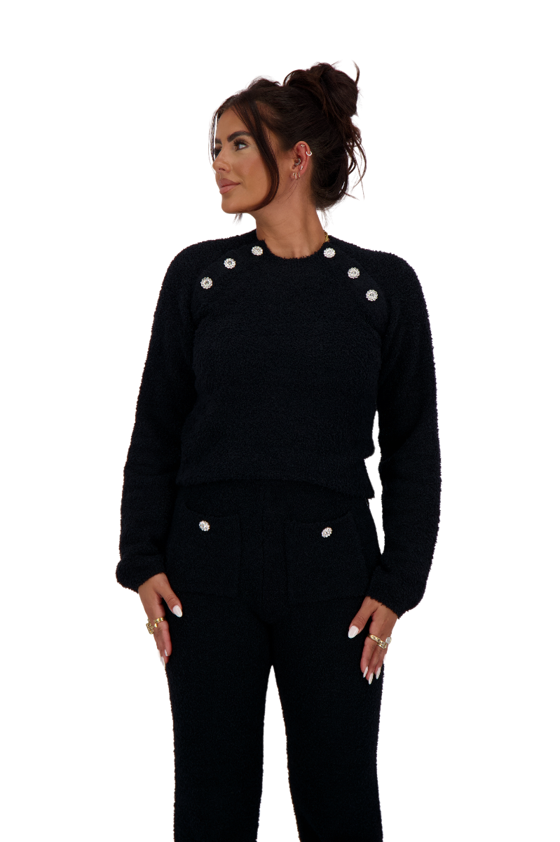 REINDERS BETH BOUCLE SWEATER BLACK