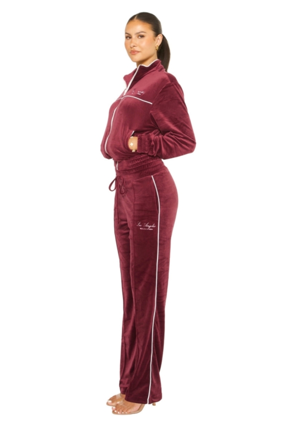 VELOUR LOS ANGELES TRACKSUIT BURGUNDY