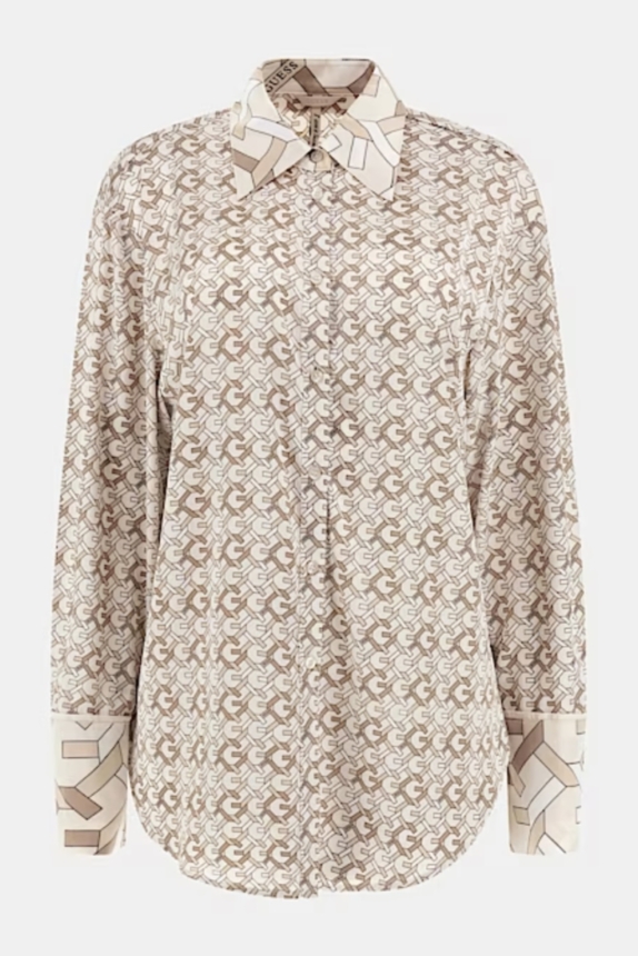 GUESS BLOUSE LOGO ALL OVER BEIGE