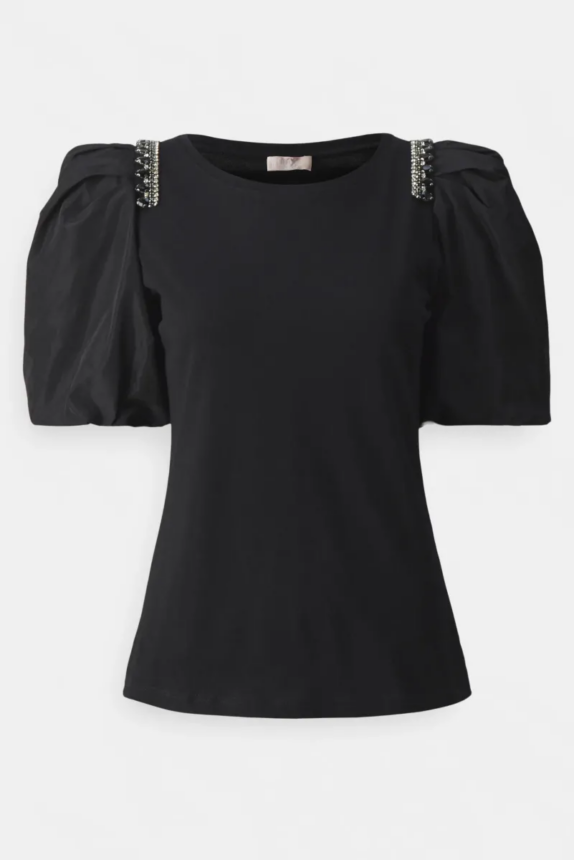 LIU JO T-SHIRT M/C COMB BLACK