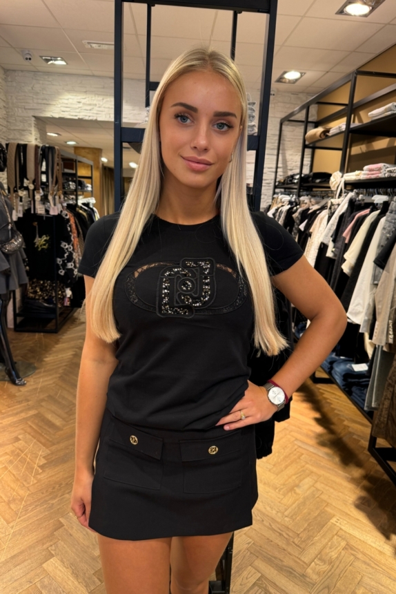 LIU JO T-SHIRT BLACK ROND LOGO