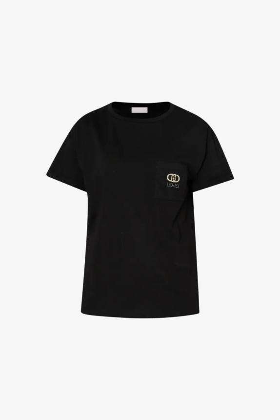 LIU JO T-shirt logo gold print black